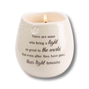 Pavilion Gift Co. In Memory “Light Remains” Ceramic Soy Wax Candle - Ivory - NWT